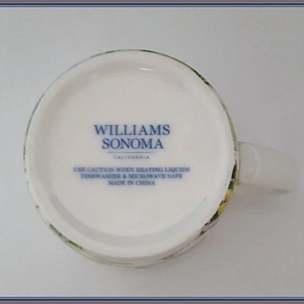 NEW RARE Williams Sonoma Easter Bunny Floral Mug 16 OZ Porcelain